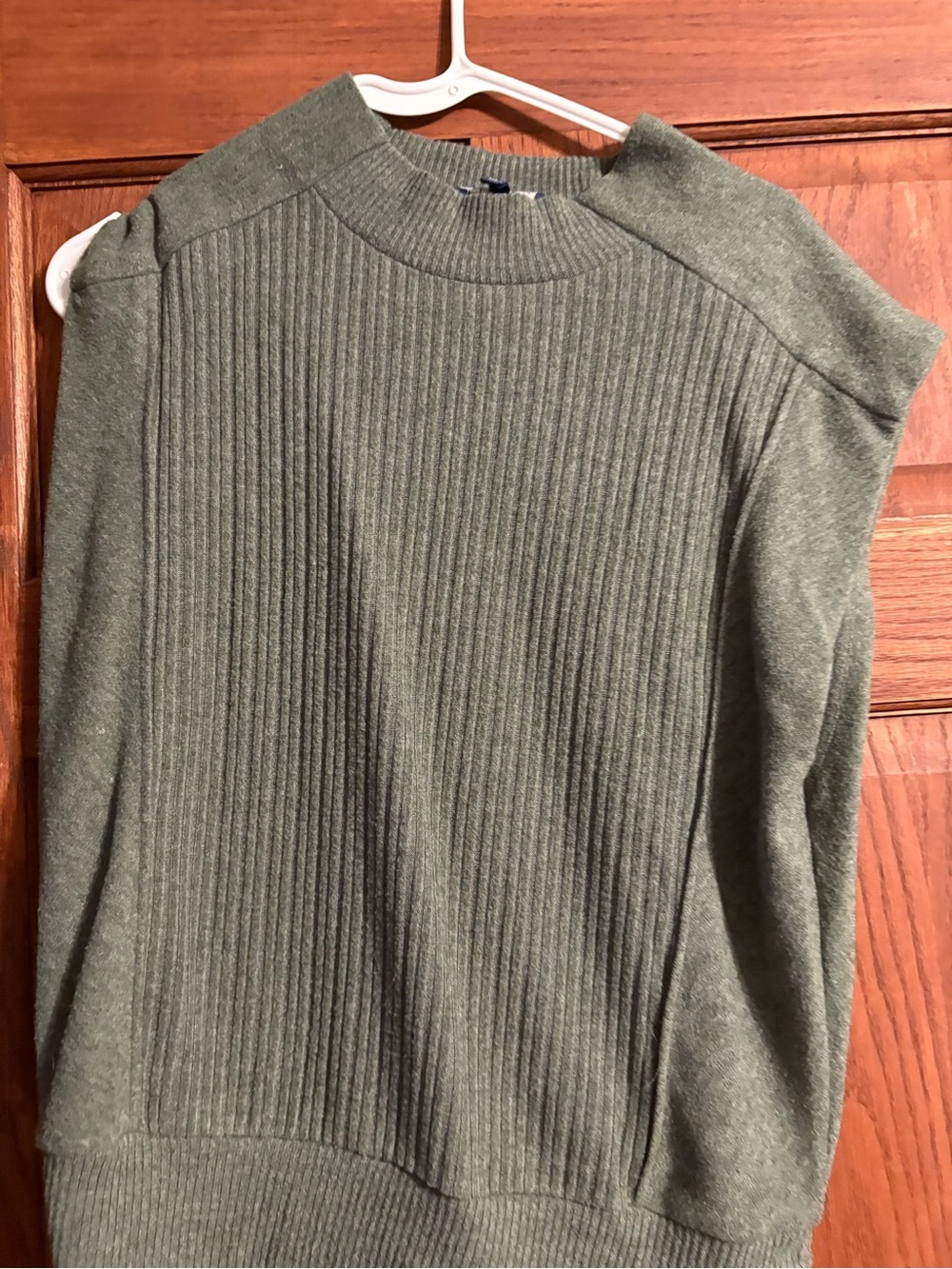 Democracy Olive Ribbed Crewneck Sweater